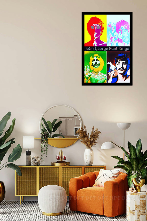 John Paul George Ringo | The Beatles | Vintage Music Artist | Art Poster Print | Wall Frame