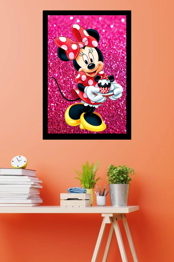 Minnie Mouse with a Cupcake | Classic Cartoon Poster | Art Print | Wall Frame
