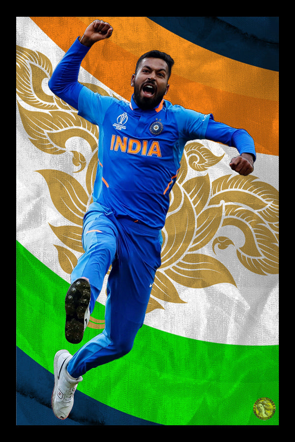Hardik Pandya | Vintage Cricketer | Poster Art Print | Wall Frame