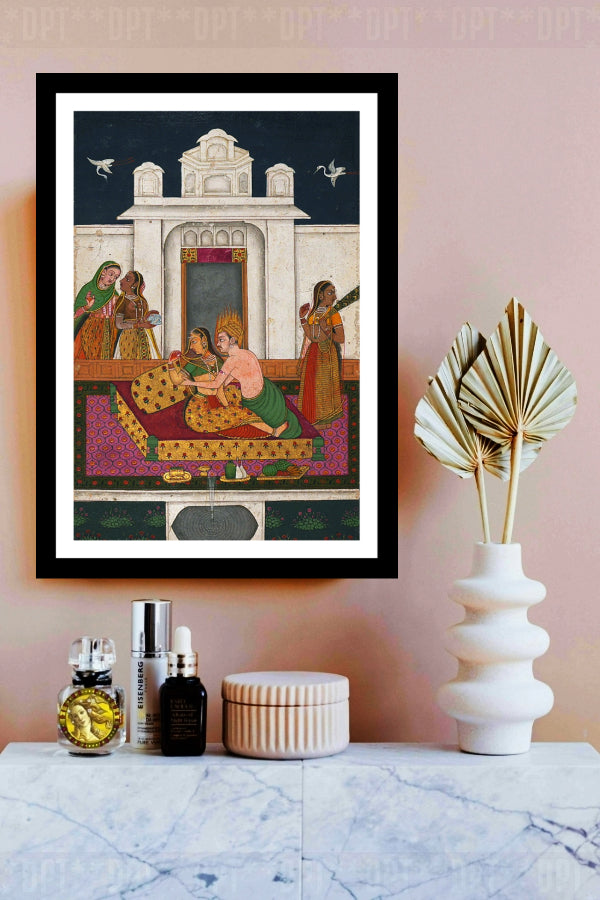 Bhairava Raga | Deccani Miniature Art | Vintage Indian Folk Art Print | Wall Frame