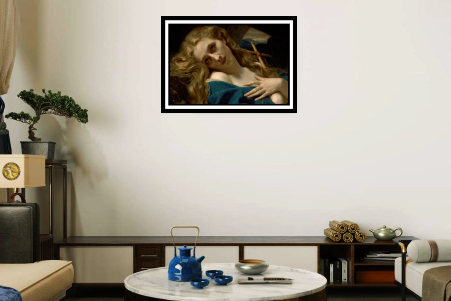 Mary Magdalene in the Cave (1868) | Hugues Merle | Painting Art Print | Wall Frame