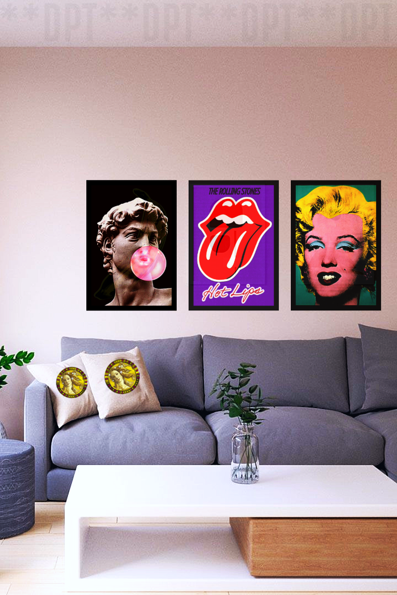 Michelangelo's David With A Bubblegum | Vintage Pop Art | Large Poster Print | Wall Frame