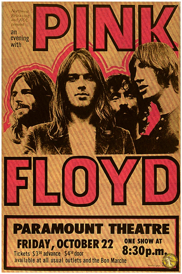 Pink Floyd | Paramount Theatre (1970) | Vintage Concert Poster | Art Print | Wall Frame
