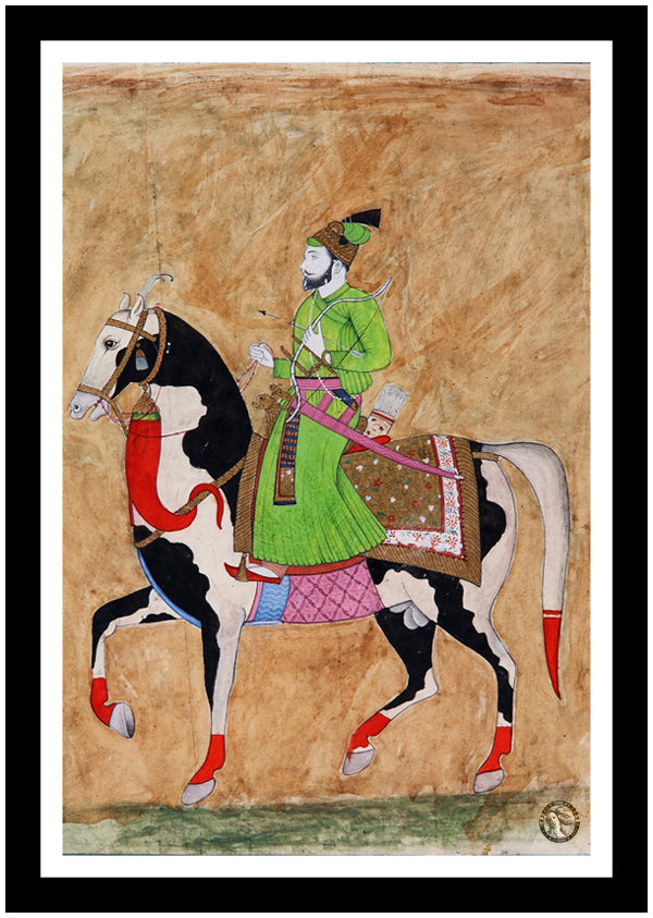 Portrait Of Aurangzeb | Vintage Indian Folk Art Print | Wall Frame