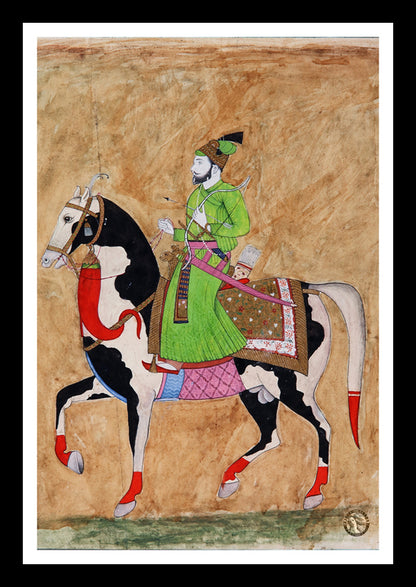 Portrait Of Aurangzeb | Vintage Indian Folk Art Print | Wall Frame