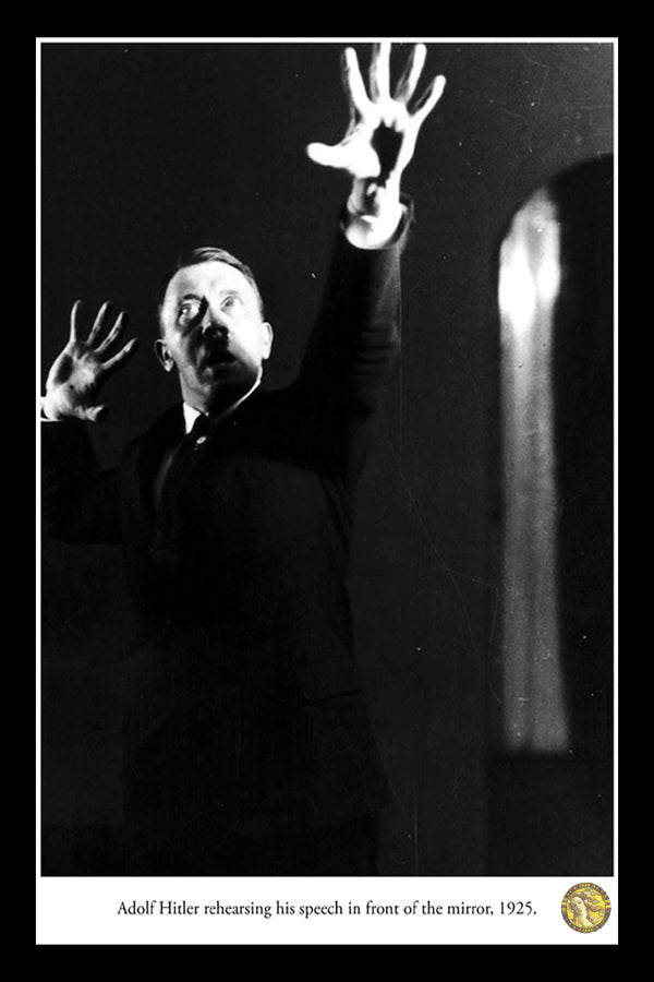 Adolf Hitler Rehearsing His Speech In Front Of The Mirror 1925 | Vintage Iconic Photograph | Wall Frame