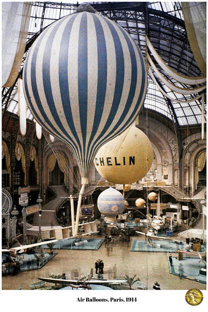 Air balloons, Paris 1914 | Vintage Iconic Photograph | Wall Frame