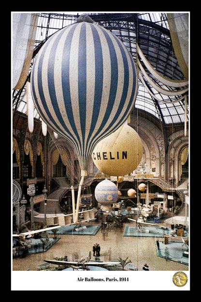 Air balloons, Paris 1914 | Vintage Iconic Photograph | Wall Frame