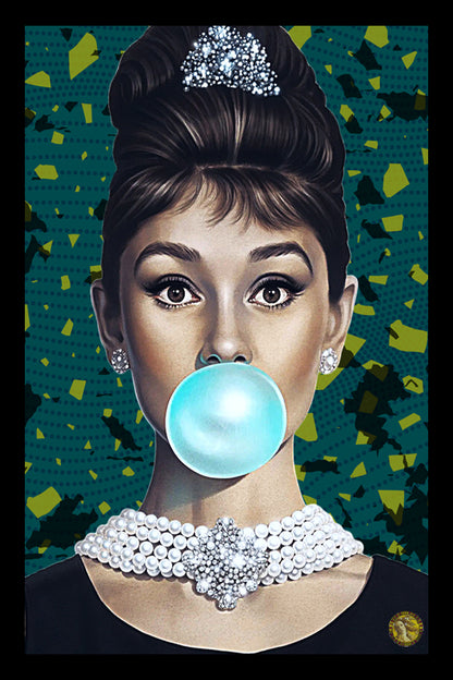 Audrey Hepburn | Bubblegum | Vintage Pop Art | Large Poster Print | Wall Frame