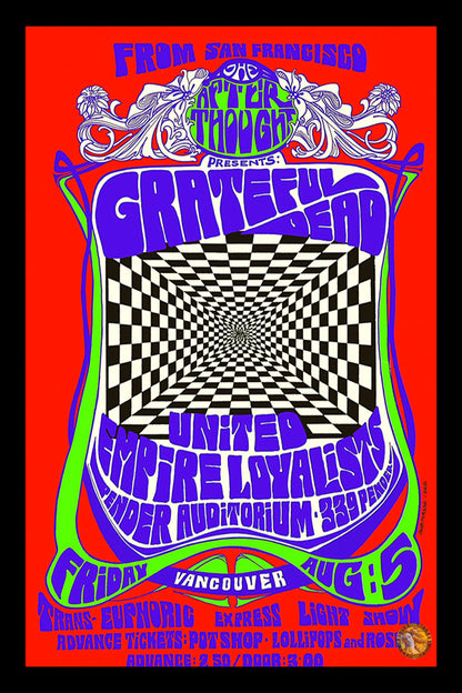 The Grateful Dead | English Bay Beach Bandstand Vancouver (1966) | Vintage Concert Poster | Art Print | Wall Frame