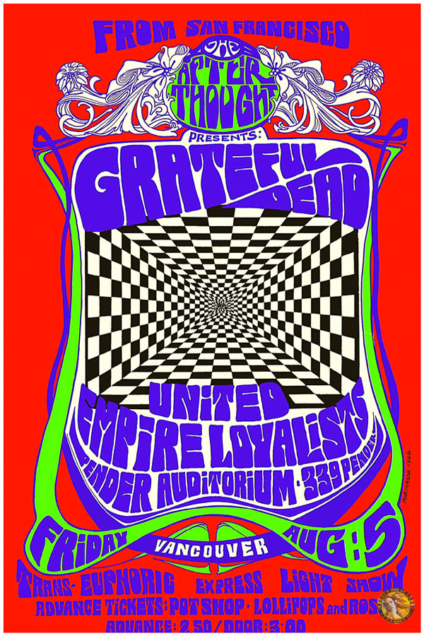 The Grateful Dead | English Bay Beach Bandstand Vancouver (1966) | Vintage Concert Poster | Art Print | Wall Frame