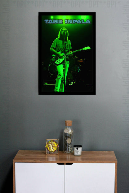 Tame Impala | Green Glow | Vintage Music Artist | Art Poster Print | Wall Frame