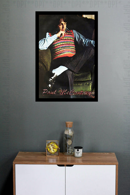 Paul McCartney | The Beatles 1969 | Vintage Music Artist | Art Poster Print | Wall Frame