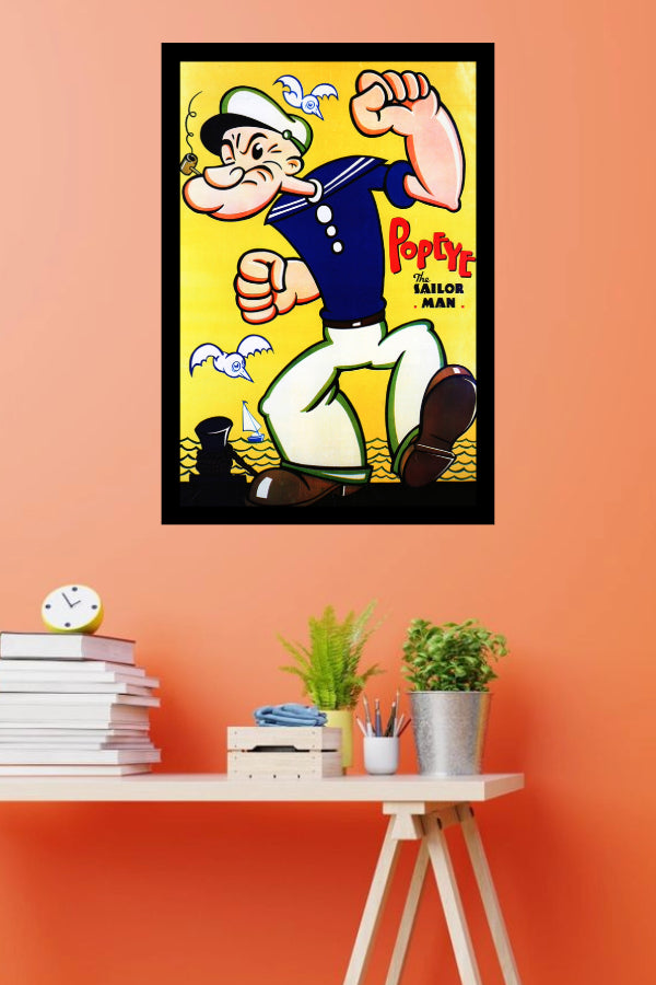 Popeye The Sailor | Classic Cartoon Poster | Art Print | Wall Frame