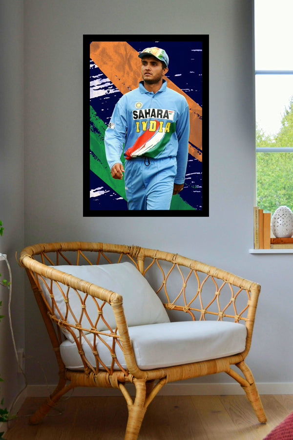 Sourav Ganguly | Vintage Cricketer | Poster Art Print | Wall Frame