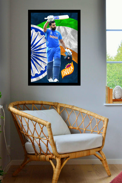 Rohit Sharma | Vintage Cricketer | Poster Art Print | Wall Frame