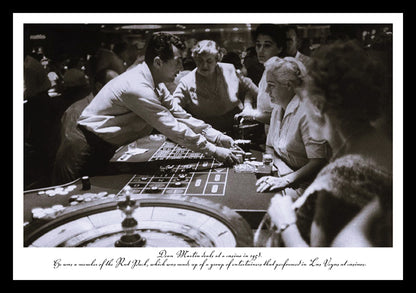 Dean Martin deals at a Las Vegas casino in 1958 | Vintage Iconic Photograph | Wall Frame