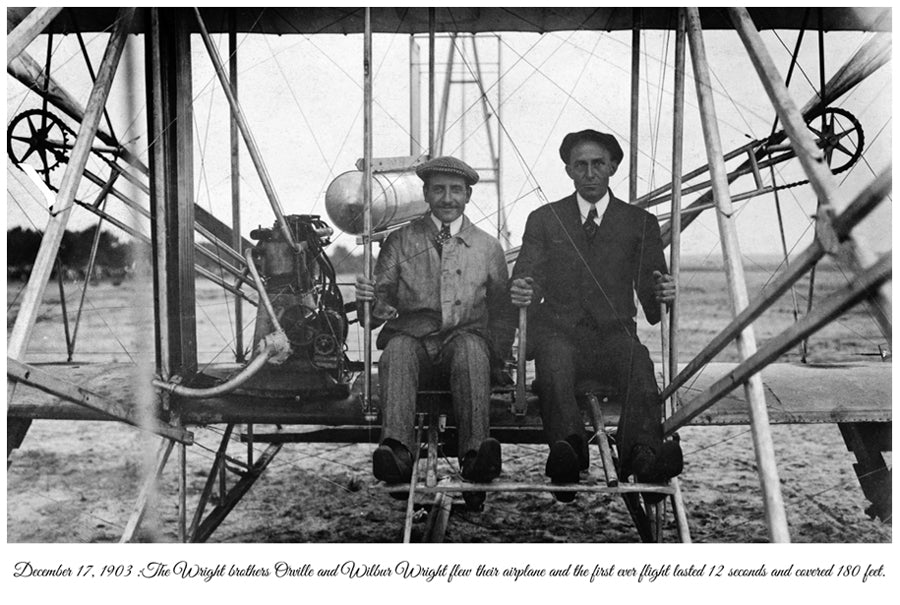 The Wright Brothers First Flight 1903 | Vintage Iconic Photograph | Wall Frame