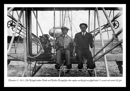 The Wright Brothers First Flight 1903 | Vintage Iconic Photograph | Wall Frame