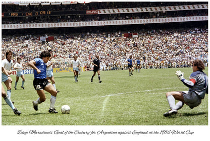 Diego Maradona's 'Goal of the Century' at the World Cup 1986  | Vintage Iconic Photograph | Wall Frame