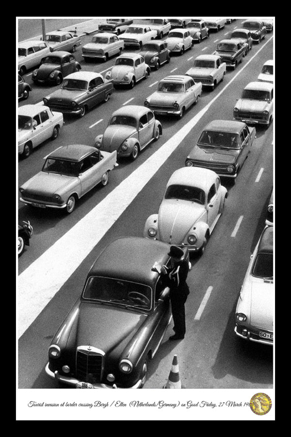 Tourist Invasion At Border Crossing 1964 | Vintage Iconic Photograph | Wall Frame