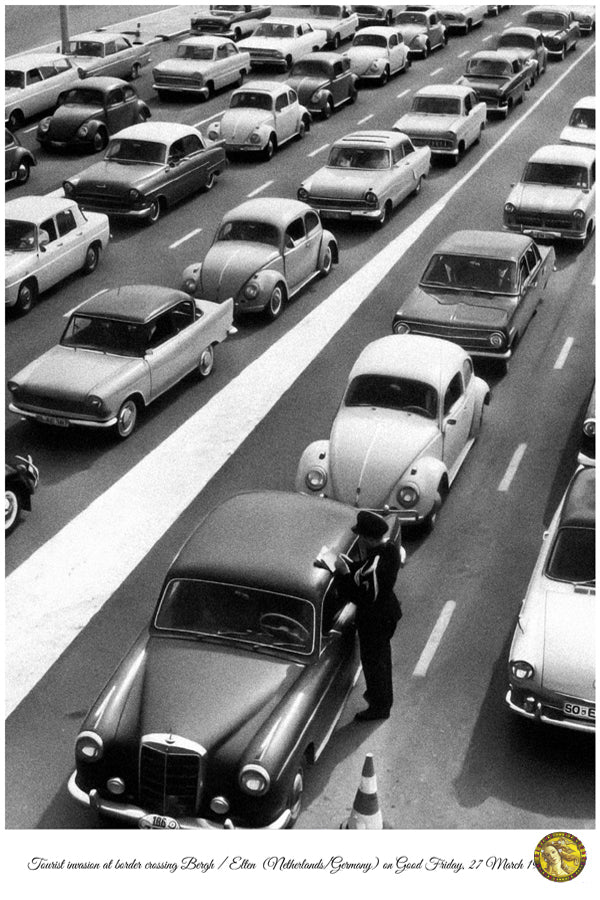 Tourist Invasion At Border Crossing 1964 | Vintage Iconic Photograph | Wall Frame