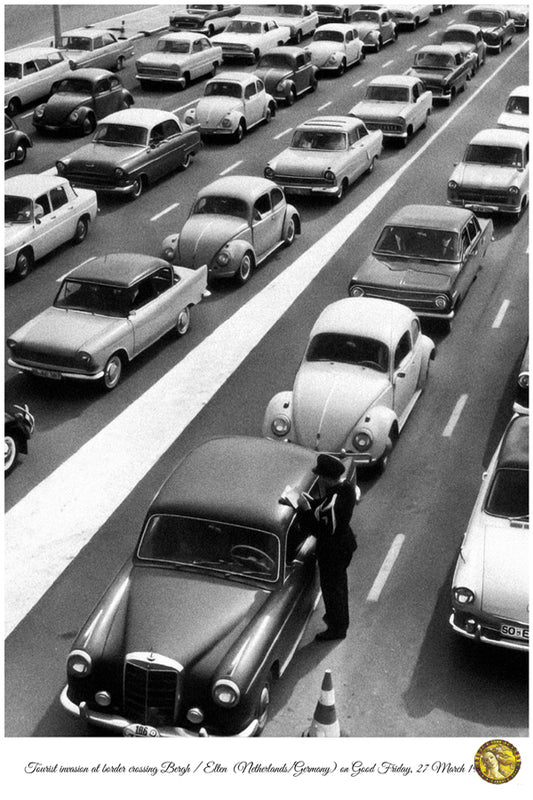 Tourist Invasion At Border Crossing 1964 | Vintage Iconic Photograph | Wall Frame