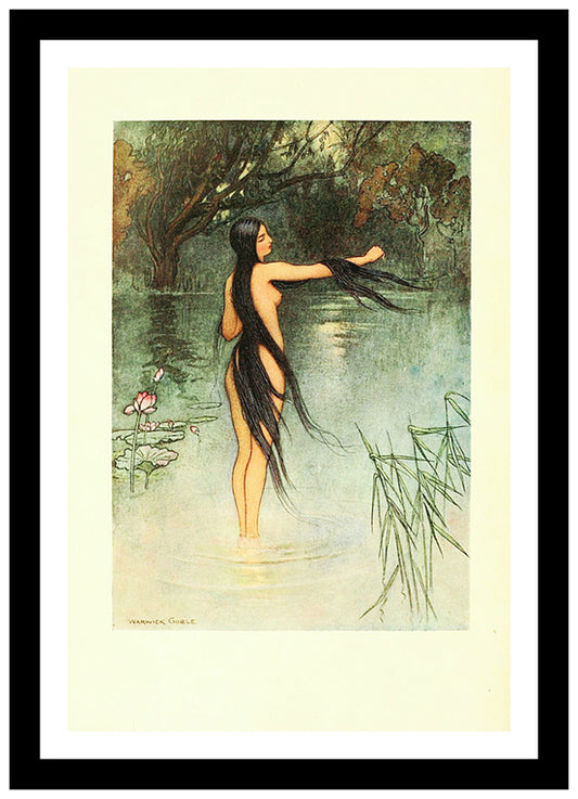 She Got Out Of The Water | Falk Tales of Bengal (1912) | Vintage Indian Folk Art Print | Wall Frame