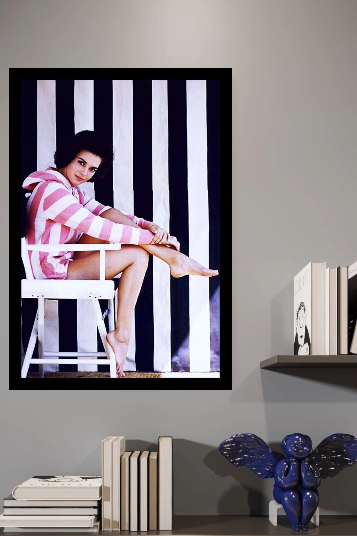 Natalie Wood in Striped Hoodie | Vintage Fashion Art Print | Wall Frame