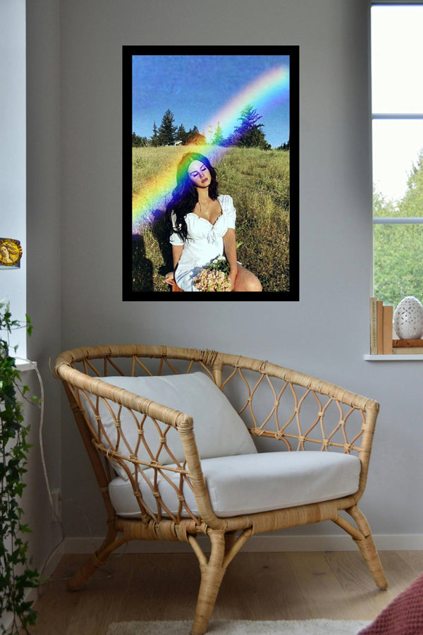 Lana Del Rey On A Rainbow (2018) | Vintage Fashion Art Print | Wall Frame