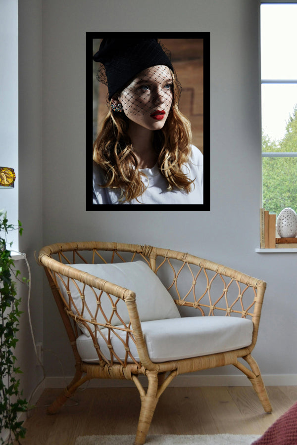 Léa Seydoux Veiled Hat (2012) | Vintage Fashion Art Print | Wall Frame