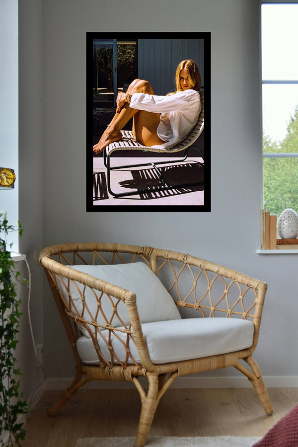 Rosie Huntington-Whiteley Beside A Pool | Vintage Fashion Art Print | Wall Frame