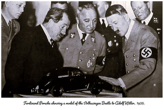 Ferdinand Porsche showing a model of the Volkswagen Beetle to Adolf Hitler 1935 | Vintage Iconic Photograph | Wall Frame