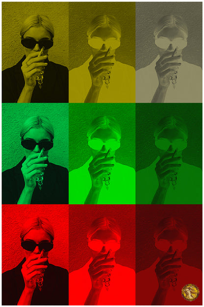 Smoking Girl In Shades | Pop Art | Large Poster Print | Wall Frame