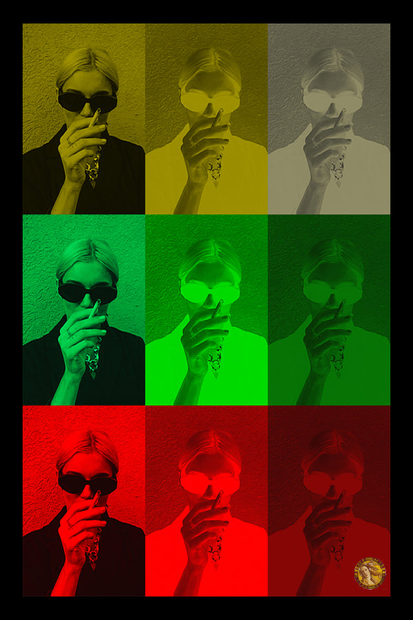 Smoking Girl In Shades | Pop Art | Large Poster Print | Wall Frame