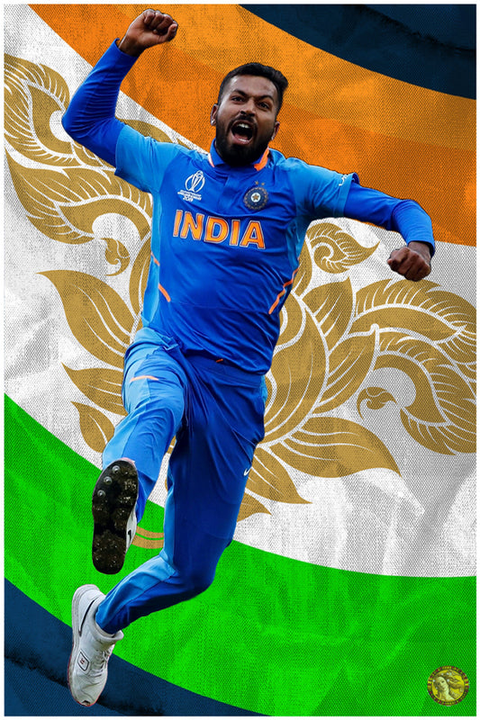 Hardik Pandya | Vintage Cricketer | Poster Art Print | Wall Frame