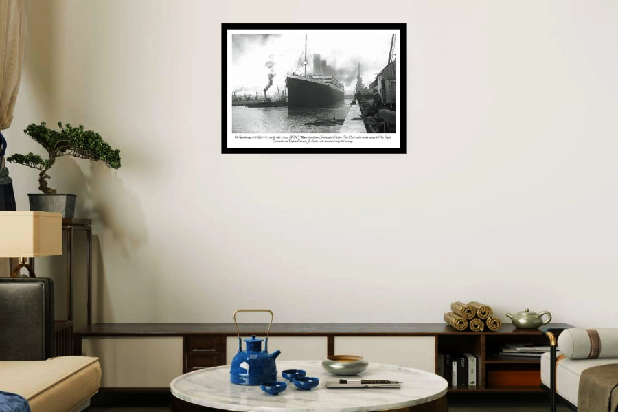 Titanic Leaves Port 1912 | Vintage Iconic Photograph | Wall Frame