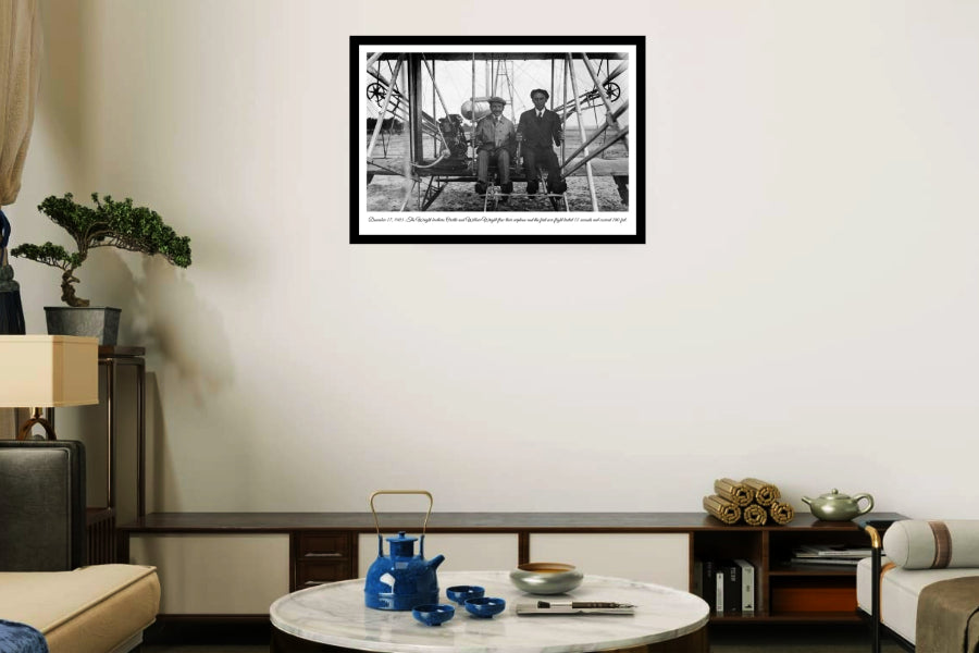 The Wright Brothers First Flight 1903 | Vintage Iconic Photograph | Wall Frame