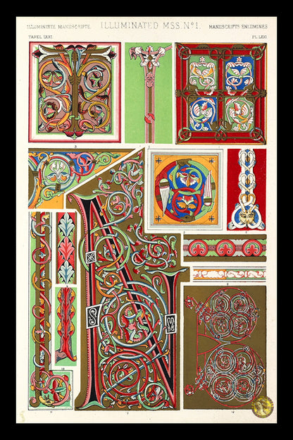 Illuminated Manuscripts No.1 (1856) | Owen Jones | Abstract Geometric Art Print | Wall Frame