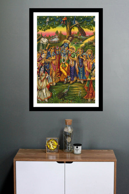 Rasa Lila | Vintage Indian Folk Art Print | Wall Frame