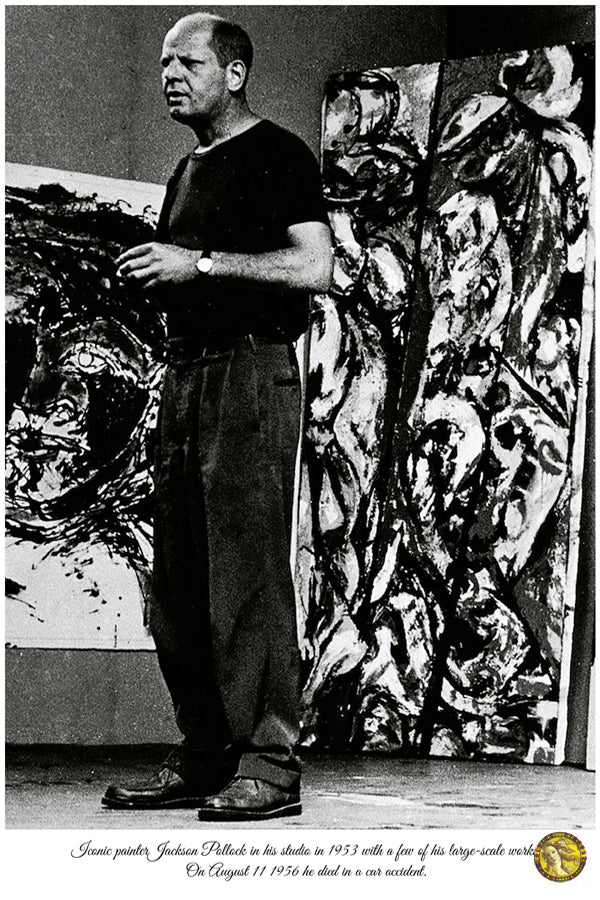 Jackson Pollock In His Studio 1953 | Vintage Iconic Photograph | Wall Frame