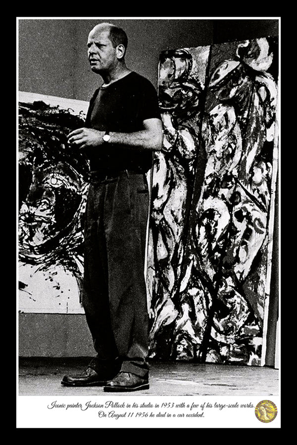 Jackson Pollock In His Studio 1953 | Vintage Iconic Photograph | Wall Frame