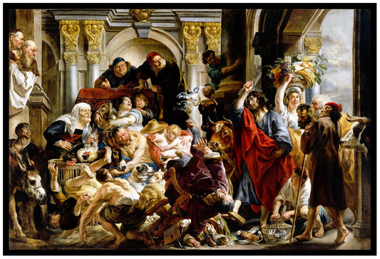 Jesus Driving The Merchants From The Temple (1650) |  Jacob Jordaens | Painting Art Print | Wall Frame