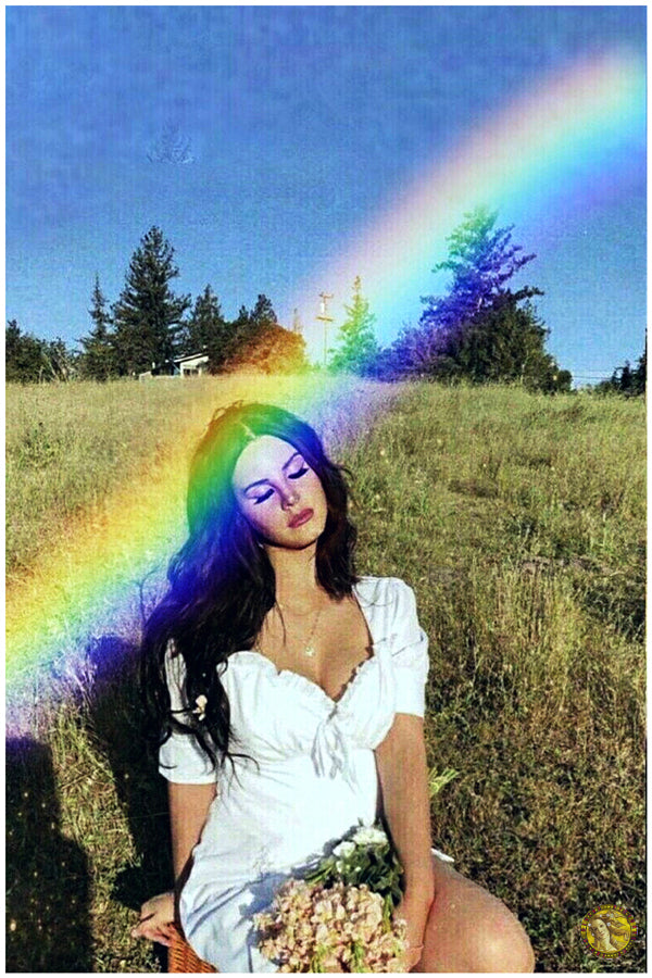 Lana Del Rey On A Rainbow (2018) | Vintage Fashion Art Print | Wall Frame