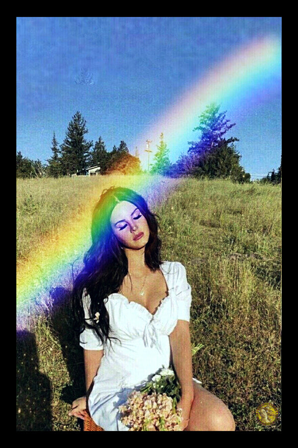 Lana Del Rey On A Rainbow (2018) | Vintage Fashion Art Print | Wall Frame