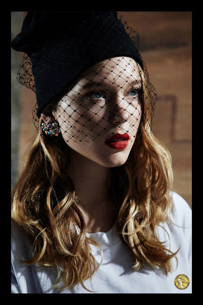 Léa Seydoux Veiled Hat (2012) | Vintage Fashion Art Print | Wall Frame