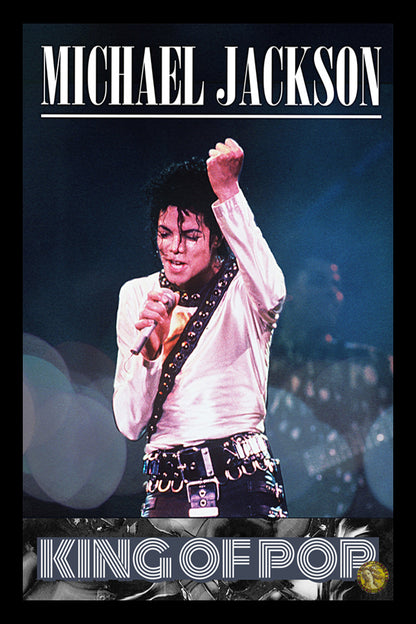 Michael Jackson King Of Pop | Vintage Music Artist | Art Poster Print | Wall Frame