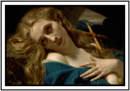 Mary Magdalene in the Cave (1868) | Hugues Merle | Painting Art Print | Wall Frame