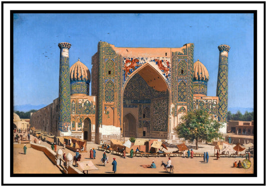 Medrasah Shir-Dhor At Registan Place In Samarkand (1870) | Vasily Vereshchagin | Painting Art Print | Wall Frame