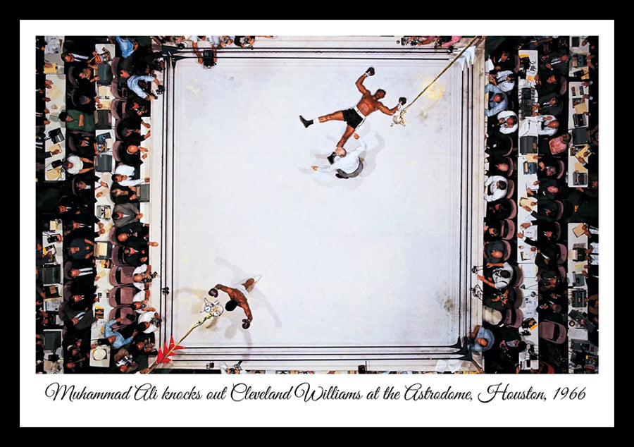 Muhammad Ali knocks out Cleveland Williams at the Astrodome, Houston 1966 | Vintage Iconic Photograph | Wall Frame